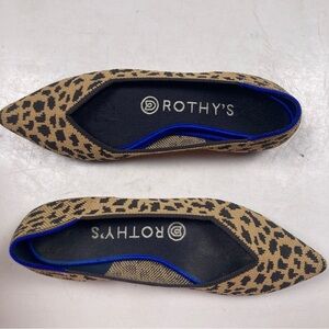 ROTHY’S The Point Leopard Print Knit Pointed Toe Ballet Flats